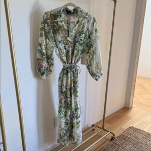 NWT! 🌸 Beulah Green Floral Belted Maxi Dress, Size L